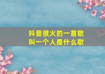 抖音很火的一首歌叫一个人是什么歌