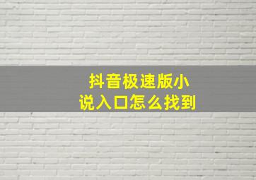 抖音极速版小说入口怎么找到