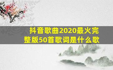 抖音歌曲2020最火完整版50首歌词是什么歌