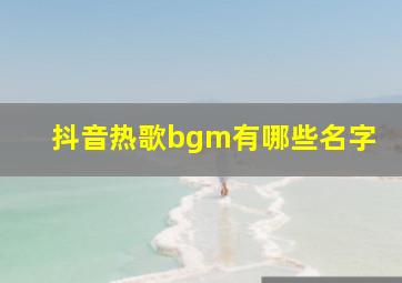 抖音热歌bgm有哪些名字