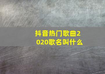 抖音热门歌曲2020歌名叫什么