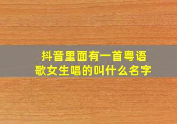 抖音里面有一首粤语歌女生唱的叫什么名字