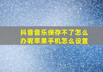 抖音音乐保存不了怎么办呢苹果手机怎么设置