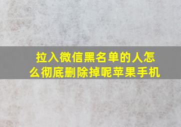 拉入微信黑名单的人怎么彻底删除掉呢苹果手机