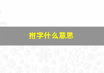 拊字什么意思