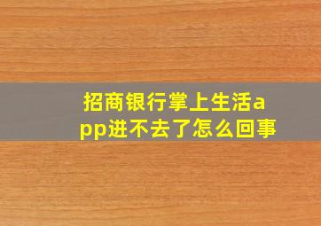 招商银行掌上生活app进不去了怎么回事