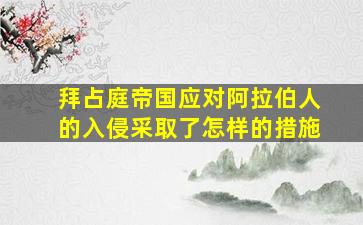 拜占庭帝国应对阿拉伯人的入侵采取了怎样的措施