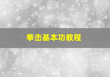 拳击基本功教程