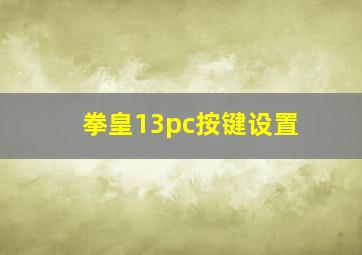 拳皇13pc按键设置