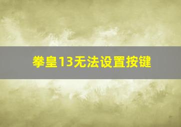 拳皇13无法设置按键