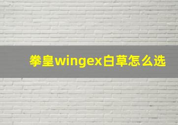 拳皇wingex白草怎么选