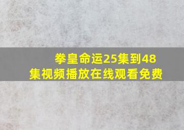 拳皇命运25集到48集视频播放在线观看免费