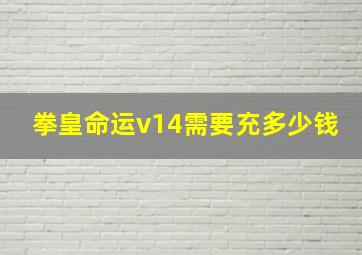 拳皇命运v14需要充多少钱