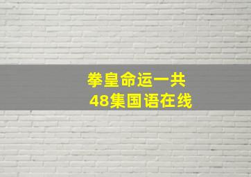 拳皇命运一共48集国语在线