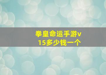 拳皇命运手游v15多少钱一个