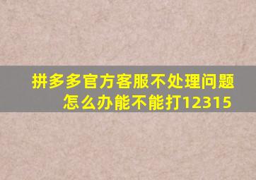 拼多多官方客服不处理问题怎么办能不能打12315