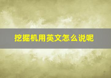 挖掘机用英文怎么说呢