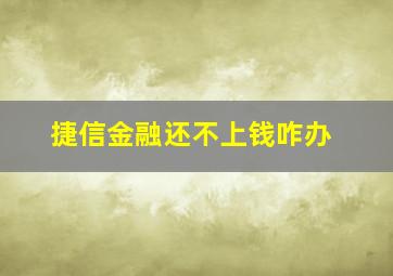 捷信金融还不上钱咋办