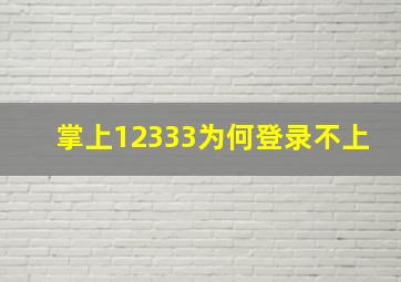 掌上12333为何登录不上