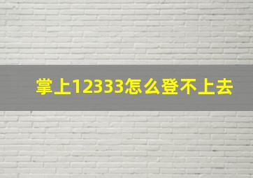 掌上12333怎么登不上去