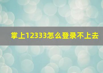 掌上12333怎么登录不上去