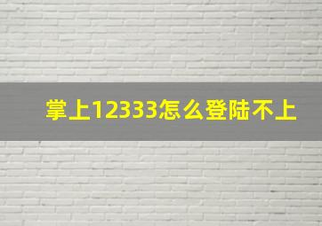 掌上12333怎么登陆不上