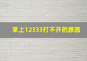 掌上12333打不开的原因