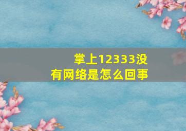 掌上12333没有网络是怎么回事