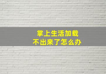 掌上生活加载不出来了怎么办