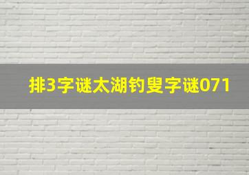 排3字谜太湖钓叟字谜071