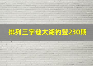 排列三字谜太湖钓叟230期