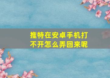 推特在安卓手机打不开怎么弄回来呢