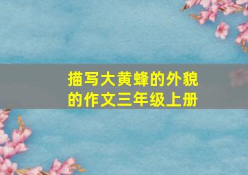 描写大黄蜂的外貌的作文三年级上册