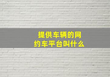 提供车辆的网约车平台叫什么