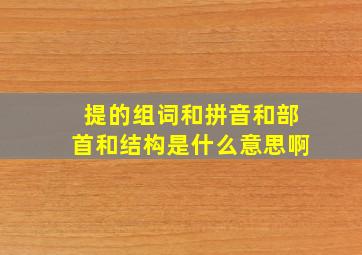 提的组词和拼音和部首和结构是什么意思啊