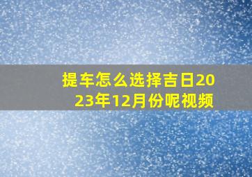 提车怎么选择吉日2023年12月份呢视频