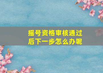 摇号资格审核通过后下一步怎么办呢