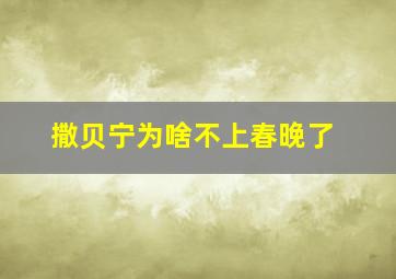 撒贝宁为啥不上春晚了