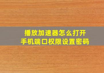 播放加速器怎么打开手机端口权限设置密码