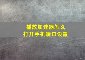 播放加速器怎么打开手机端口设置