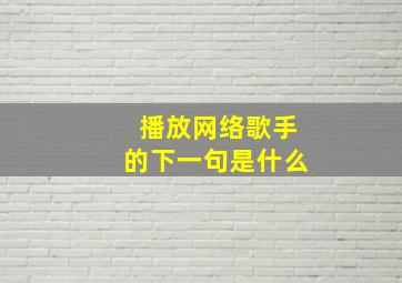 播放网络歌手的下一句是什么