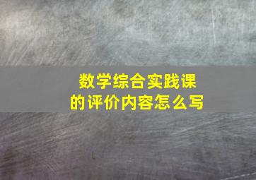 数学综合实践课的评价内容怎么写