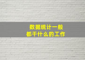 数据统计一般都干什么的工作