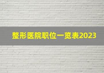 整形医院职位一览表2023