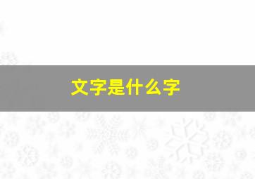 文字是什么字