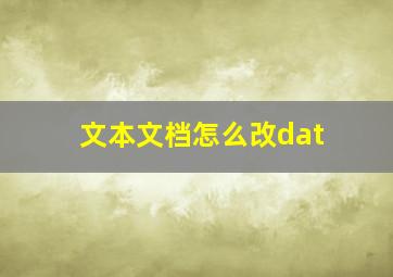 文本文档怎么改dat