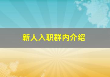 新人入职群内介绍