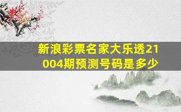 新浪彩票名家大乐透21004期预测号码是多少