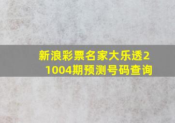 新浪彩票名家大乐透21004期预测号码查询