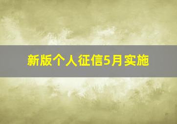 新版个人征信5月实施